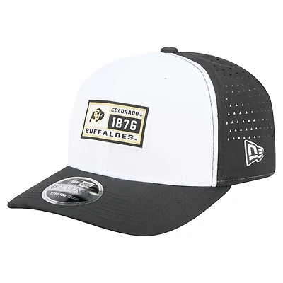 Men's New Era White/Black Colorado Buffaloes Perforated Patched 9SEVENTY Adjustable Hat