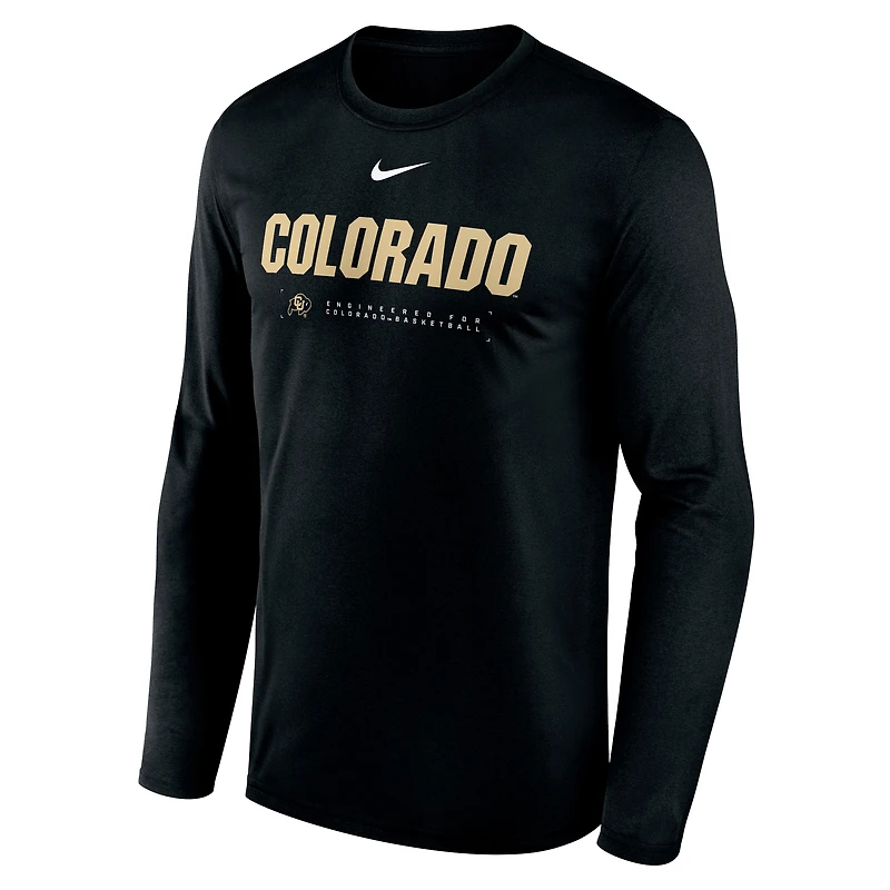 Men's Nike Black Colorado Buffaloes 2025 Courtside Basketball Shootaround Dri-FIT Long Sleeve T-Shirt