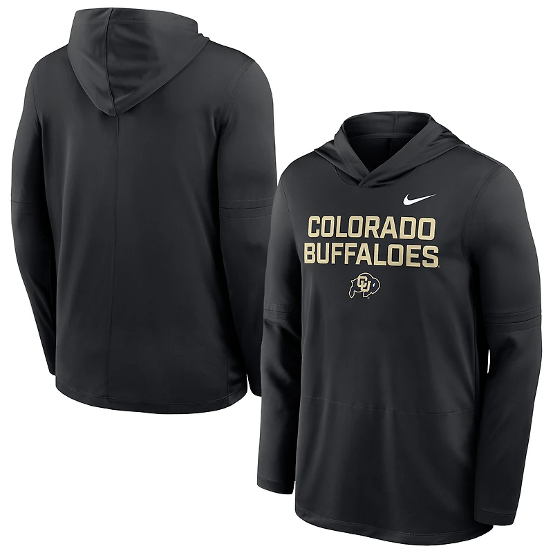 T-shirt à capuche et manches longues Nike Colorado Buffaloes 2025 Sideline Dri-FIT pour homme, noir