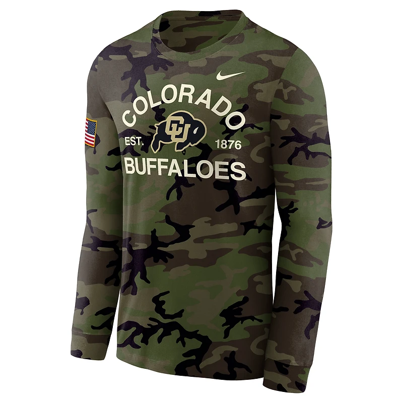 T-shirt à manches longues Nike Camo Colorado Buffaloes 2025 Military Appreciation Legend Dri-FIT pour homme