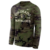 T-shirt à manches longues Nike Camo Colorado Buffaloes 2025 Military Appreciation Legend Dri-FIT pour homme