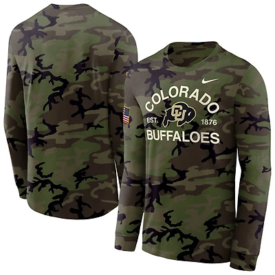 Men's Nike Camo Colorado Buffaloes 2025 Military Appreciation Legend Dri-FIT Long Sleeve T-Shirt