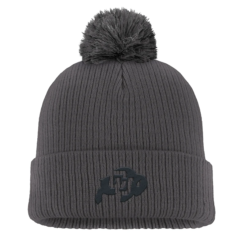 Bonnet en tricot à revers Nike Charcoal Colorado Buffaloes Tonal Peak pour homme avec pompon