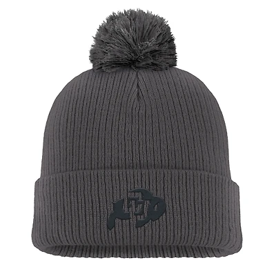 Bonnet en tricot à revers Nike Charcoal Colorado Buffaloes Tonal Peak pour homme avec pompon