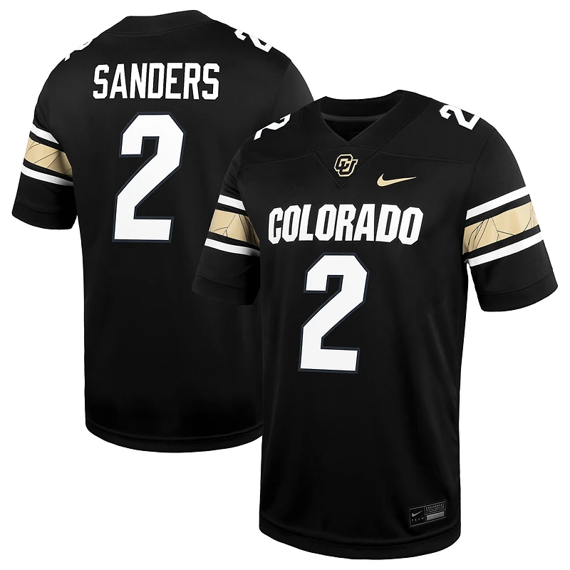 Maillot de match Nike Shedeur Sanders noir pour homme, ancien remplaçant des Colorado Buffaloes
