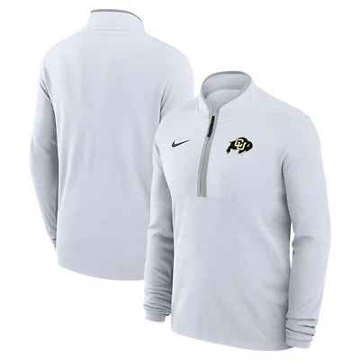 Haut Nike blanc à fermeture éclair quart de tour pour homme Colorado Buffaloes Coaches Courtside Basketball Victory Performance