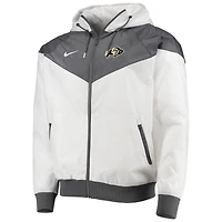 Veste à capuche glissière complète Nike Colorado Buffaloes Windrunner Raglan pour homme, blanche