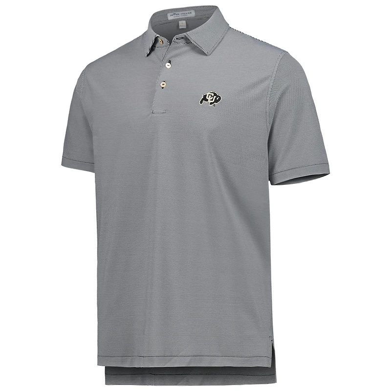 Men's Peter Millar Black Colorado Buffaloes Jubilee Striped Performance Jersey Polo