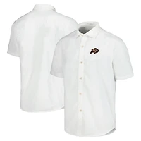 Men's Tommy Bahama White Colorado Buffaloes Coconut Point Palm Vista IslandZone Camp Button-Up Shirt