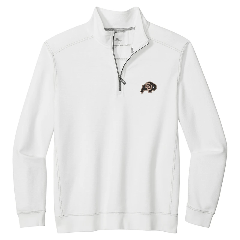 Veste demi-zip Tommy Bahama blanche pour homme des Colorado Buffaloes Montego Bay