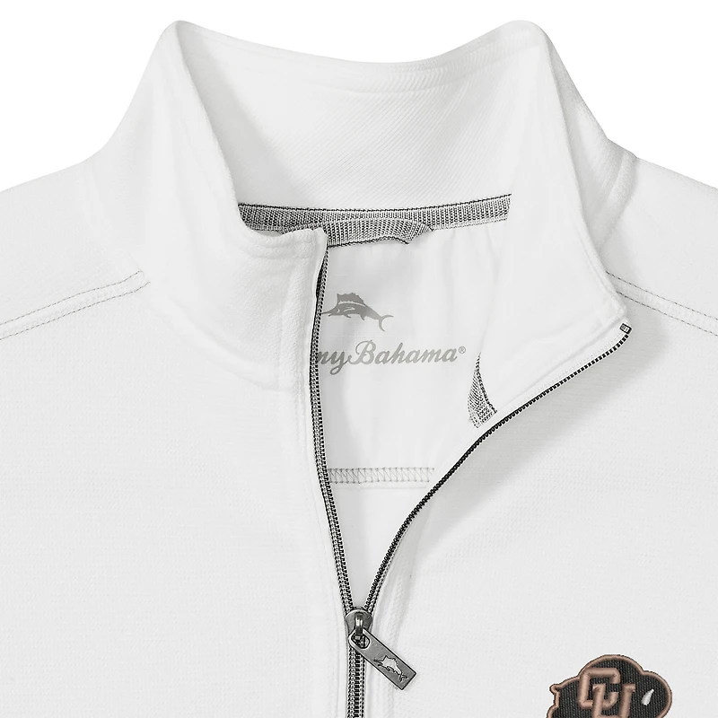 Veste demi-zip Tommy Bahama blanche pour homme des Colorado Buffaloes Montego Bay