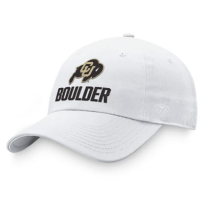 Casquette réglable Top of the World blanche des Colorado Buffaloes pour hommes