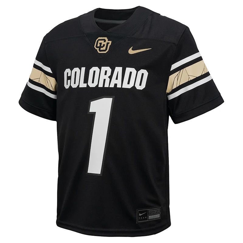 Maillot de football réplique Nike #1 noir Colorado Buffaloes Throwback Untouchable pour tout-petit