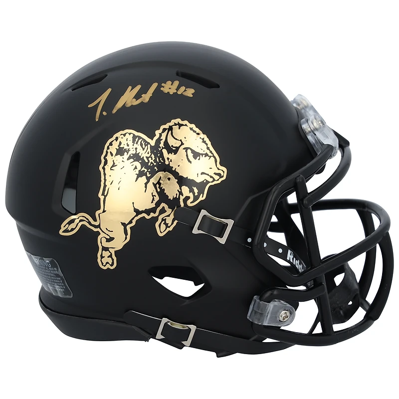 Travis Hunter Colorado Buffaloes Autographed Riddell Chrome Buffalo Speed Mini Helmet  