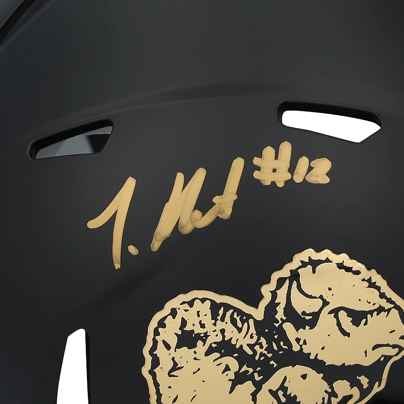Mini-casque Riddell chromé Buffalo Speed ​​autographié par Travis Hunter, Colorado Buffaloes