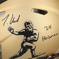 Casque authentique Riddell Gold Heisman Speed ​​autographié par Travis Hunter Colorado Buffaloes avec inscription « 24 Heisman »