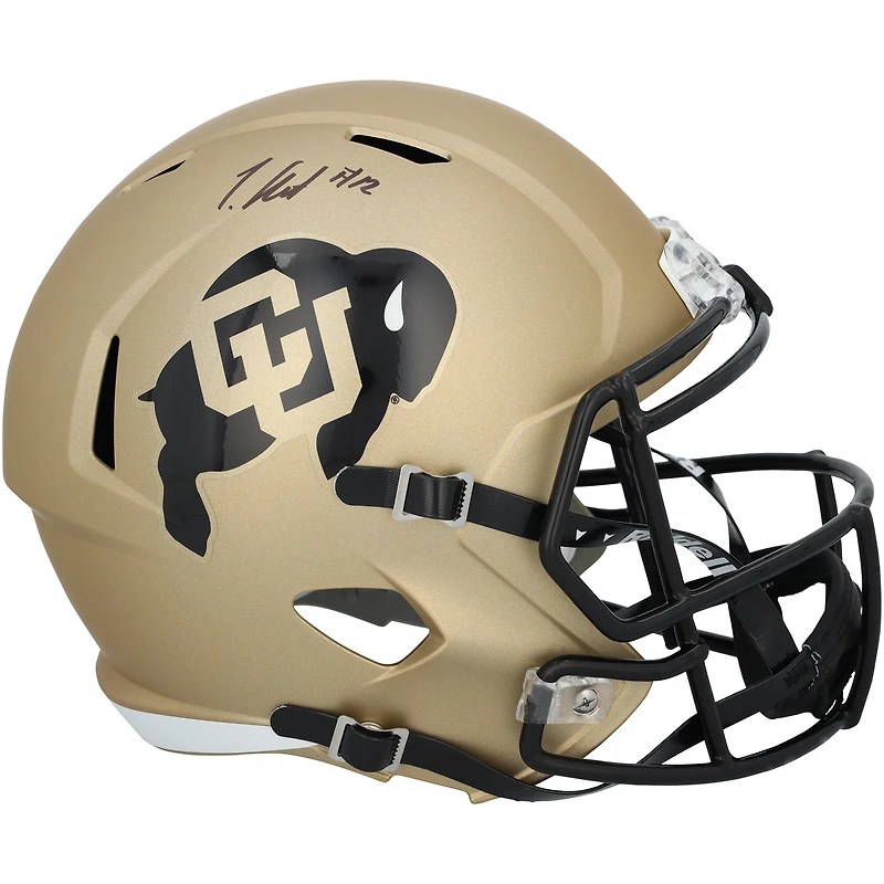 Casque réplique Riddell Speed autographié par Travis Hunter des Colorado Buffaloes