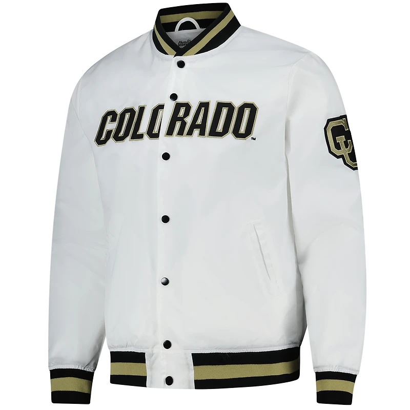 Veste universitaire unisexe Charlie Hustle blanche à boutons-pression des Colorado Buffaloes