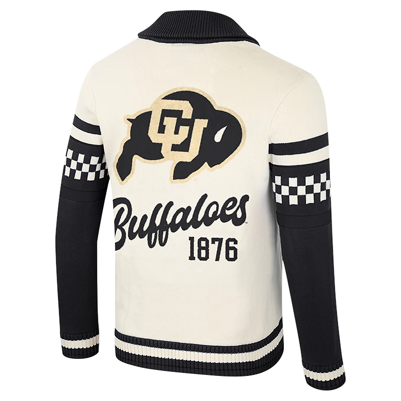 Pull jacquard boutonné unisexe Colosseum Cream Colorado Buffaloes Wild Collective