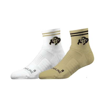 Lot de 2 paires de chaussettes mi-mollet unisexes Strideline Colorado Buffaloes en tricot de qualité supérieure