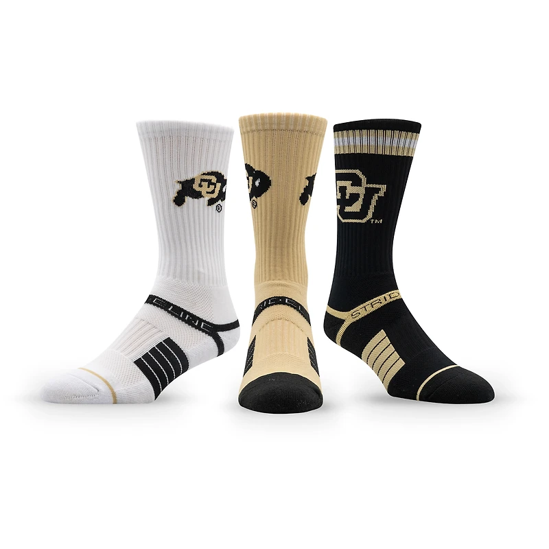 Unisex Strideline Colorado Buffaloes Premium Knit Crew Socks Three-Pack