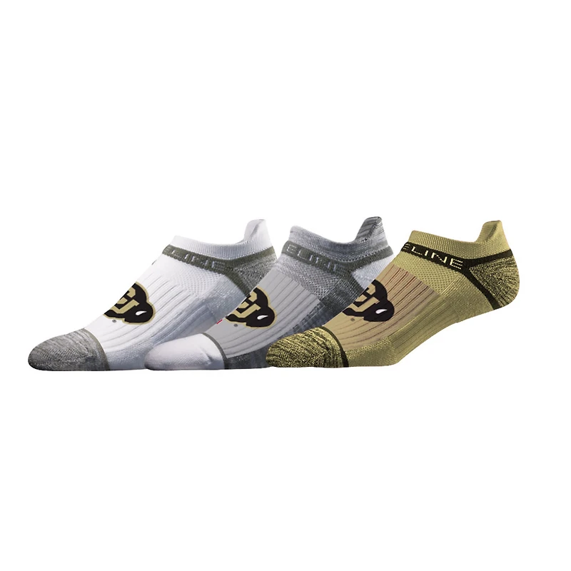 Unisex Strideline Colorado Buffaloes Premium Low 3-Pack Ankle Socks Set