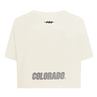 Women's Pro Standard Cream Colorado Buffaloes Reverse French Terry Boxy Cropped T-Shirt