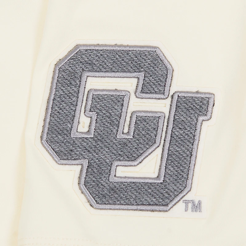 Women's Pro Standard Cream Colorado Buffaloes Reverse French Terry Boxy Cropped T-Shirt