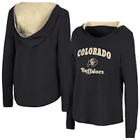 Women's Colosseum Black Colorado Buffaloes Catalina Hoodie Long Sleeve T-Shirt