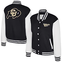 Women's Colosseum Black Colorado Buffaloes French Baguette Full Snap Fleece Jacket