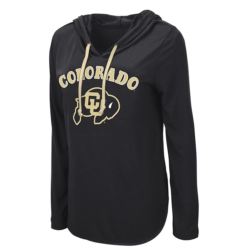 Women's Colosseum Black Colorado Buffaloes My Lover Lightweight Long Sleeve Hoodie T-Shirt