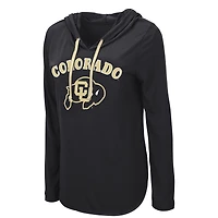 Women's Colosseum Black Colorado Buffaloes My Lover Lightweight Long Sleeve Hoodie T-Shirt
