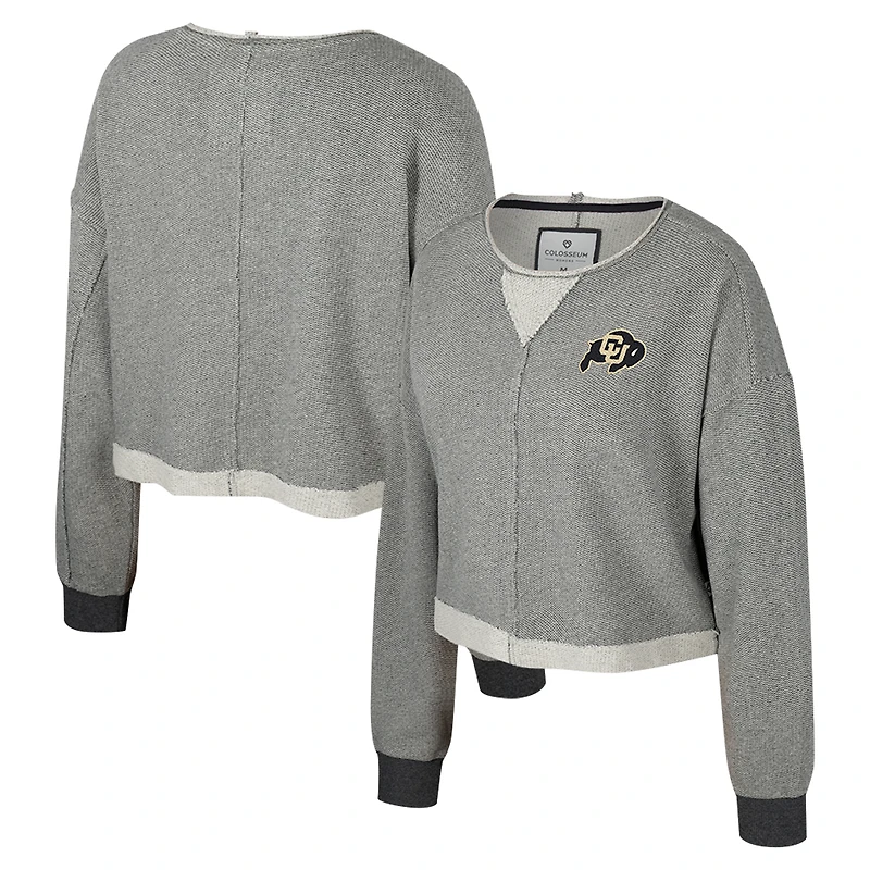 Sweat-shirt court à encolure dégagée Magnum pour femme Colosseum Charcoal Colorado Buffaloes
