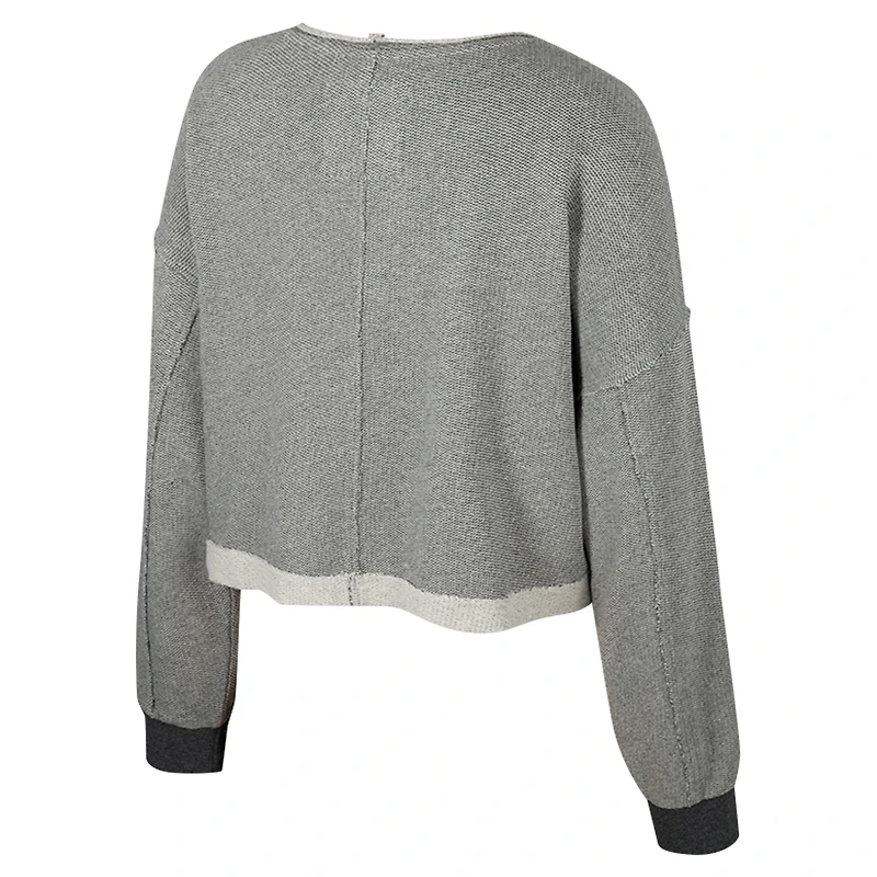 Women's Colosseum Charcoal Colorado Buffaloes Magnum Scoop Neck Cropped Pullover Sweatshirt