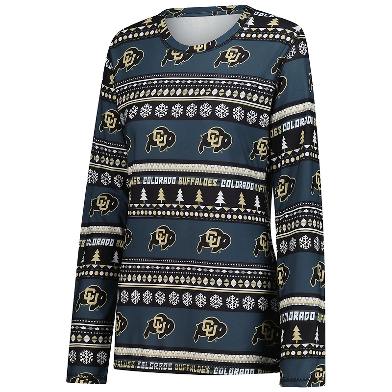 Women's Concepts Sport Black Colorado Buffaloes Ugly Sweater Holiday Long Sleeve Top & Pants Sleep Set