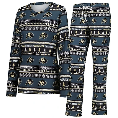 Women's Concepts Sport Black Colorado Buffaloes Ugly Sweater Holiday Long Sleeve Top & Pants Sleep Set