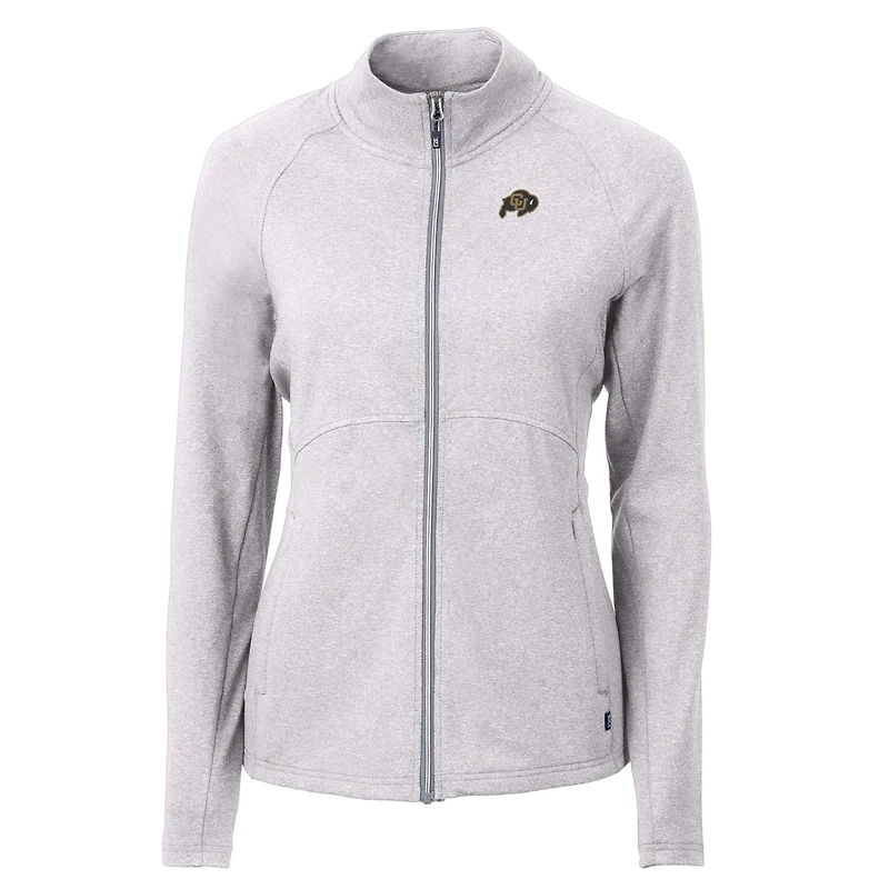 Women's Cutter & Buck Heather Gray Colorado Buffaloes Adapt Eco Knit Recycled Full-Zip Jacket