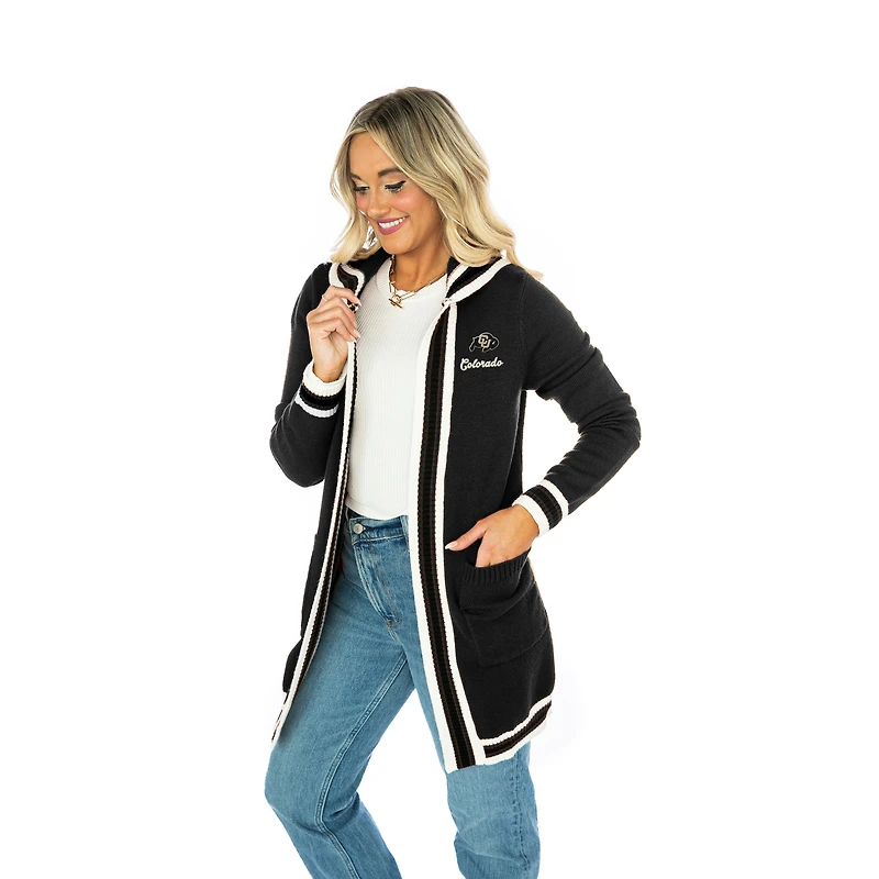 Women's Gameday Couture Black Colorado Buffaloes Tri-Blend Rounded Stripe Cardigan