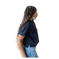 Women's Gameday Social Black Colorado Buffaloes Allover Print Heavyweight Cropped T-Shirt
