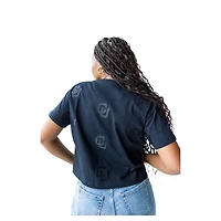 Women's Gameday Social Black Colorado Buffaloes Allover Print Heavyweight Cropped T-Shirt