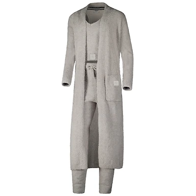 Women's Gray Colorado Buffaloes Three-Piece Fuzzy Knit Cropped Tank Top, Jogger Pants & Longline Cardigan Set