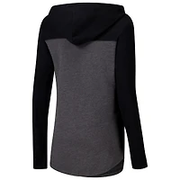 Women's Heather Charcoal Colorado Buffaloes Knockout Color Block Hooded V-Neck Long Sleeve T-Shirt