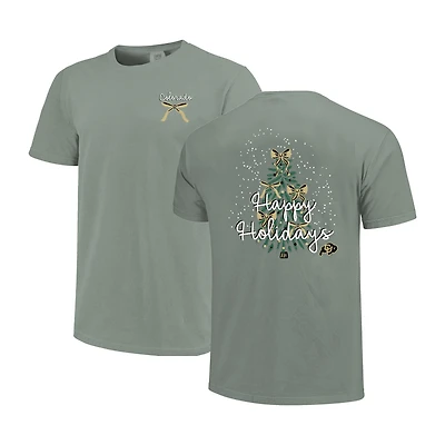Women's  Light Green Colorado Buffaloes Christmas Tree Comfort Colors T-Shirt