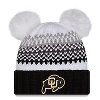 Women's New Era  Black Colorado Buffaloes Double Pom & Print Cuffed Knit Hat