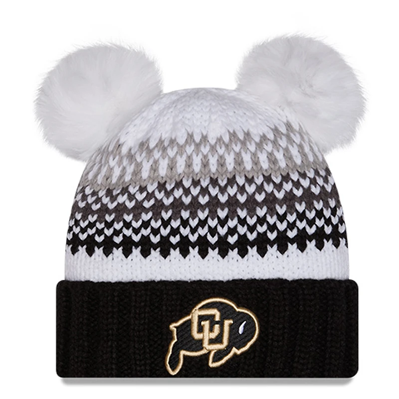 Women's New Era Black Colorado Buffaloes Double Pom & Print Cuffed Knit Hat