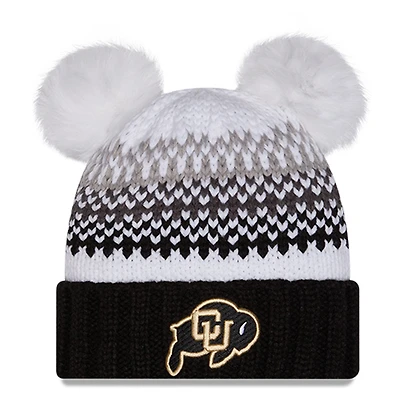 Women's New Era  Black Colorado Buffaloes Double Pom & Print Cuffed Knit Hat