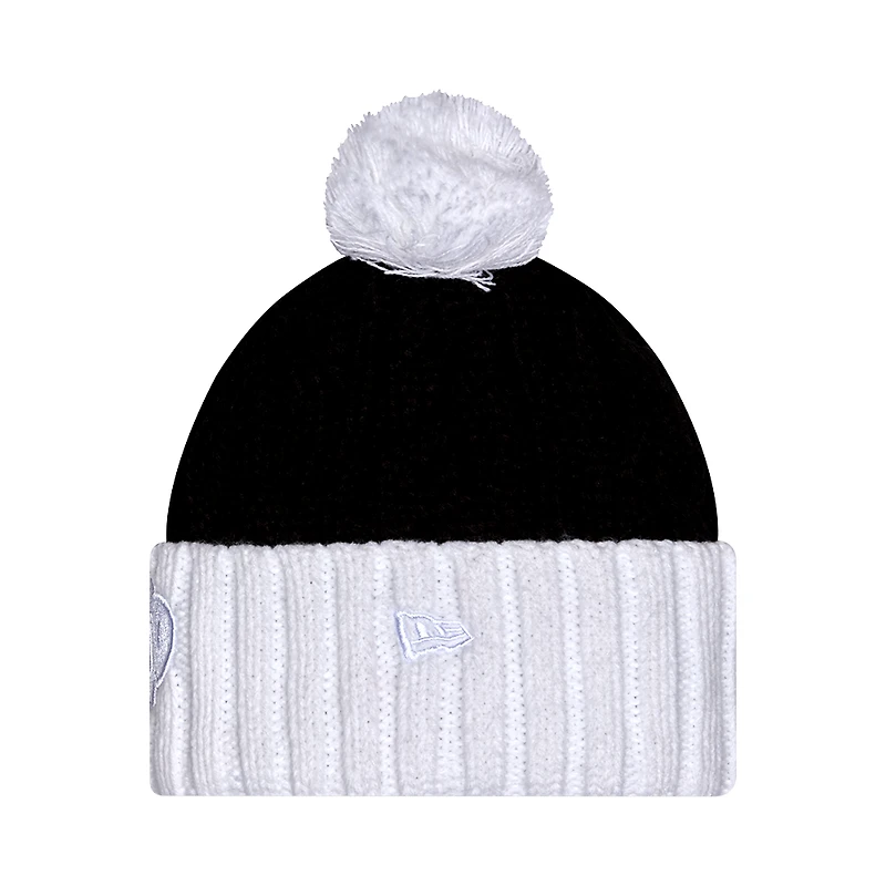 Bonnet en tricot à revers ton sur ton pour femme New Era Colorado Buffaloes noir avec double pompon
