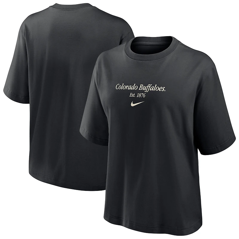 T-shirt Nike noir pour femme, coupe carrée, Colorado Buffaloes