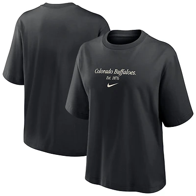 T-shirt Nike noir pour femme, coupe carrée, Colorado Buffaloes