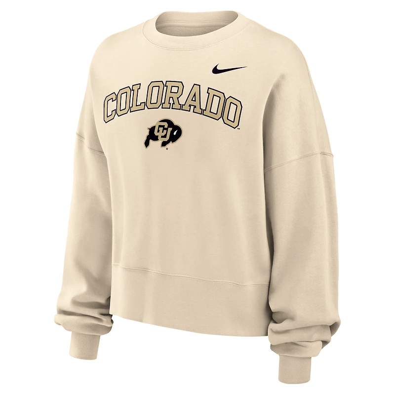 Sweat-shirt court surdimensionné en polaire Nike Natural Colorado Buffaloes Phoenix pour femme